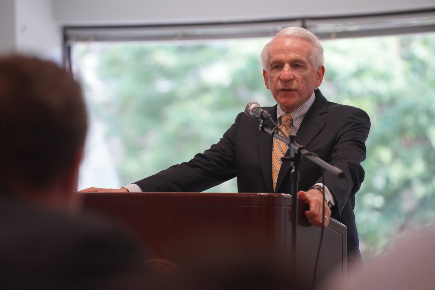 Attorney Mark Mandell, who sponsored RWU Law's inaugural Mandell-Boisclair Justice Camp along with his wife, Yvette Boisclair, provides opening remarks to campers.