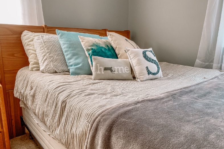 Made bed.