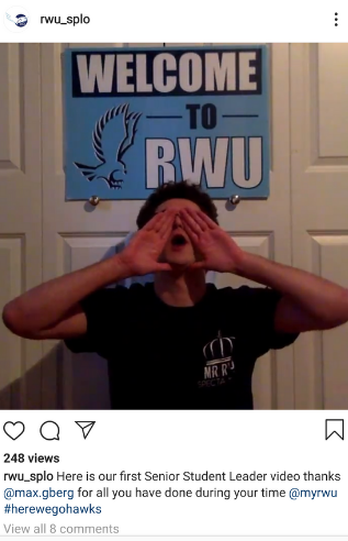 Screenshot of Instagram video ft. face with Hawks poster in background.