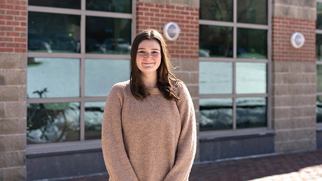 Senior Renee Gonthier outside of the MNS building