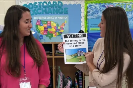 Student teachers giving a literacy lesson.