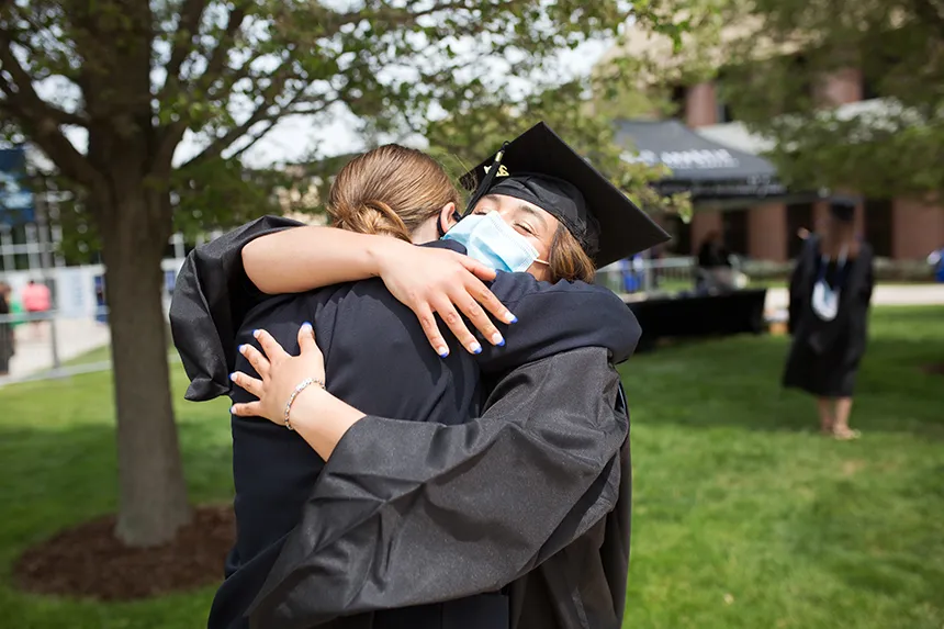 image of RWU grads on Commencement Day 2021