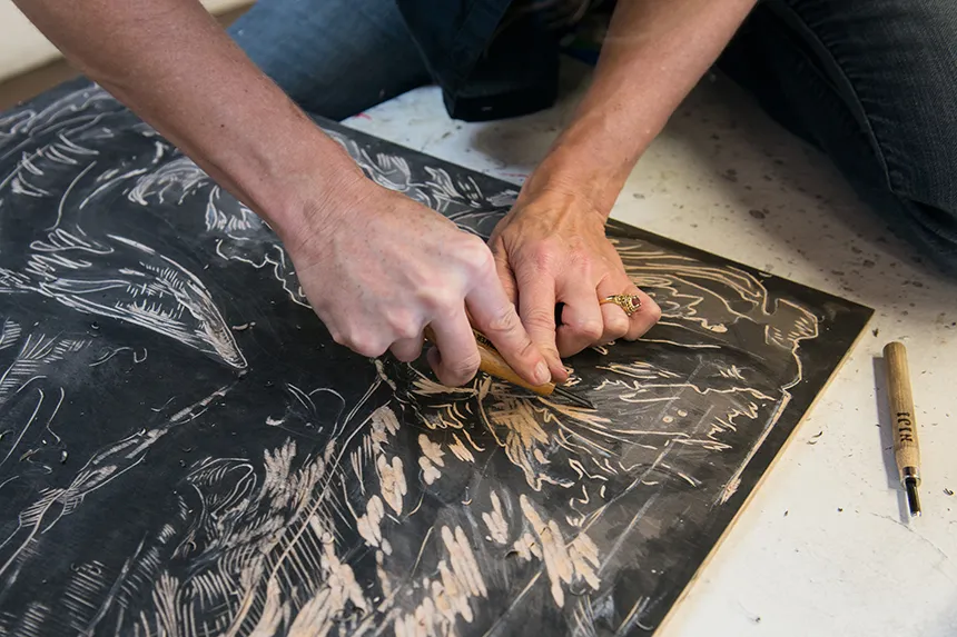 A picture of print making by VARTS Student