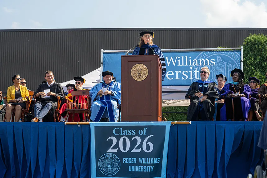 Margaret Everett delivers a speech. 