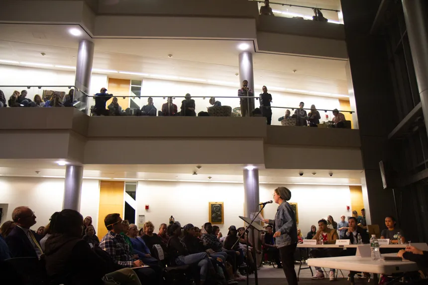 Poetry slam performance.