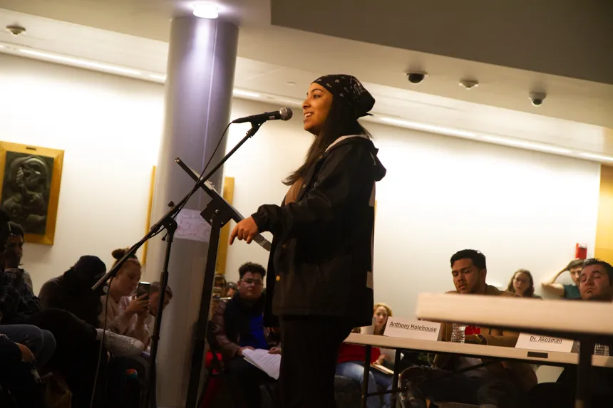 Poetry slam performance.