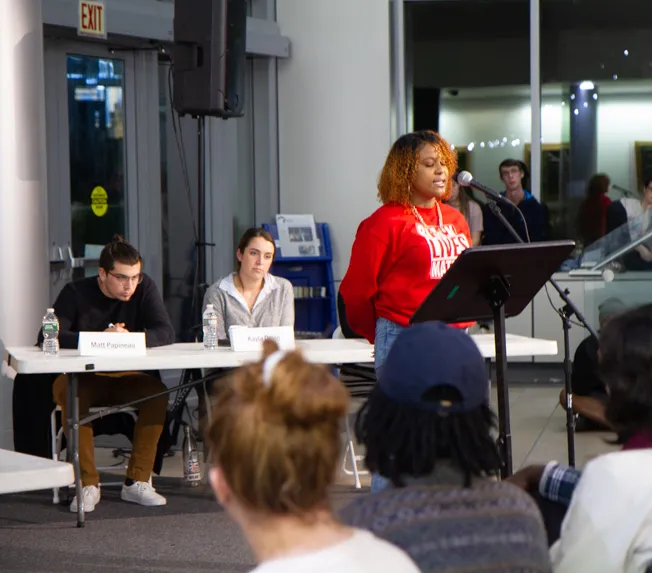 Poetry slam performance.
