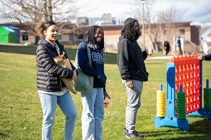Students participated in childhood games and activities on the lawn behind GHH as part of MSU's Field Day.